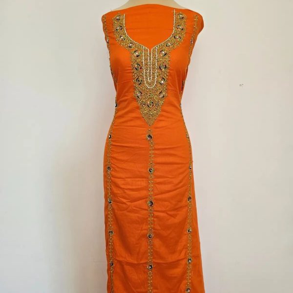 لباس بندری نخی شیک مدل آینه ای رنگ نارنجی ml143